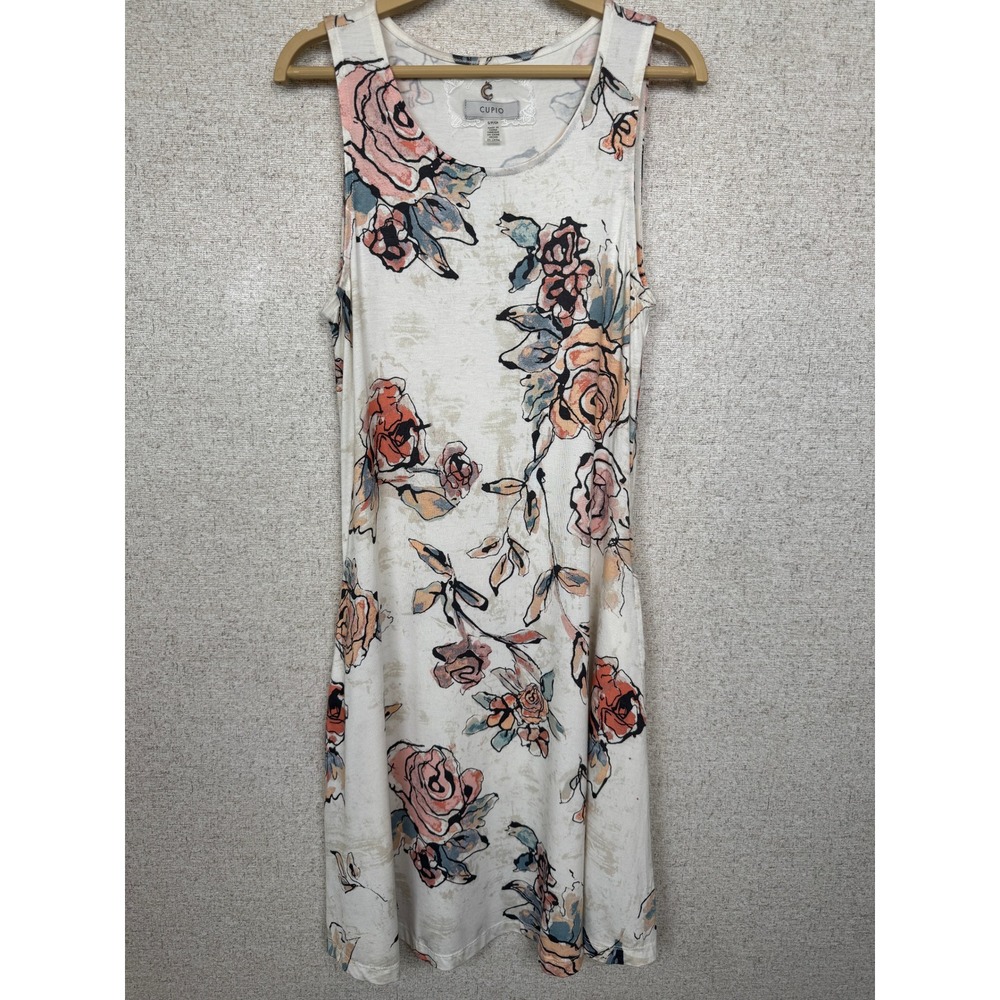 Cupio‎ Watercolor Floral Sleeveless Swing Dress Size Small